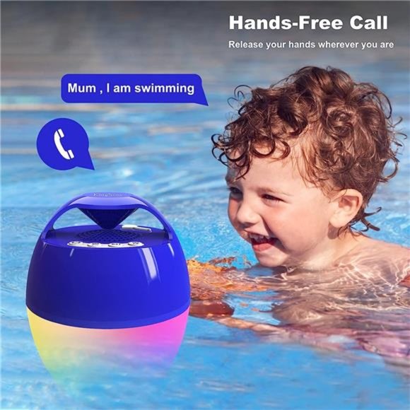Portable Bluetooth Pool Speaker,Hot Tub Speaker with Colorful Lights,IP68 - Picture 4 of 5